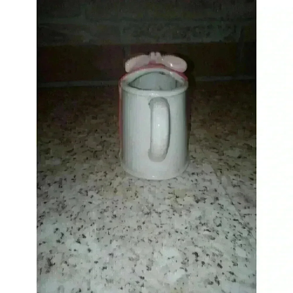 Vintage Watering Can Flower Planter White With Pink Bow